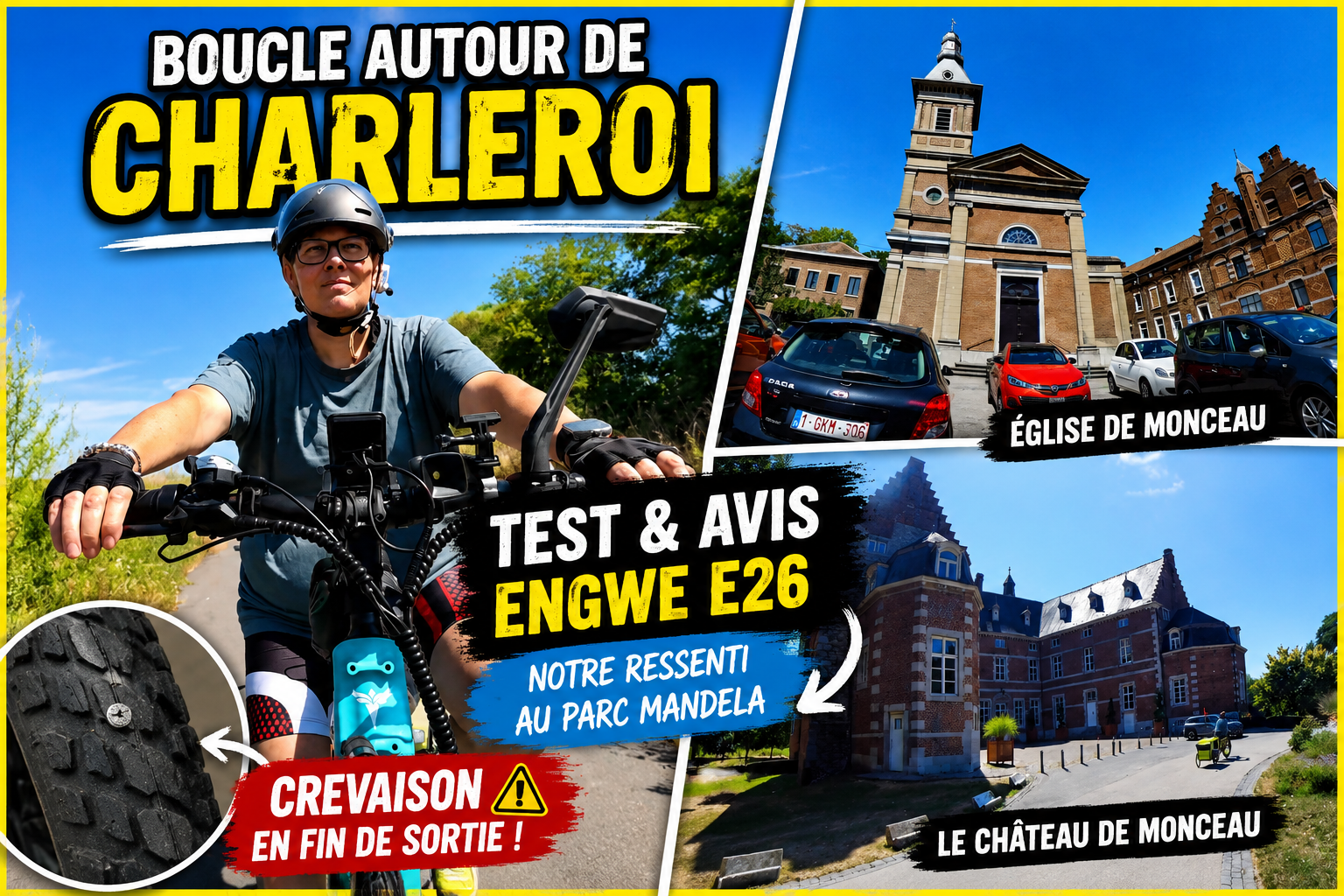 Boucle autour de Charleroi : retour d&rsquo;expérience sur l&rsquo;Engwe E26 et crevaison en direct